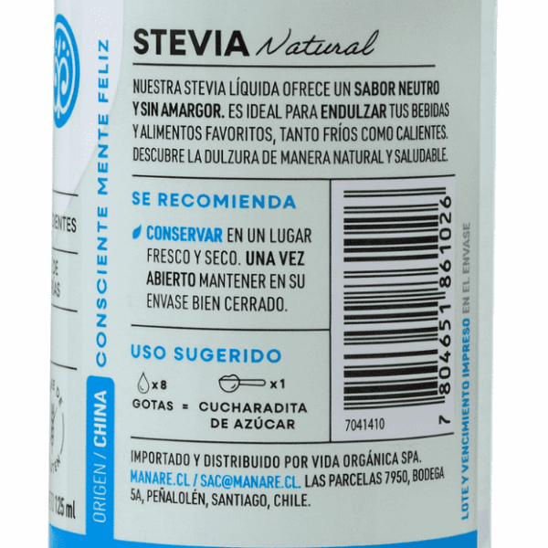 STEVIA LIQUIDA 125ml MANARE - Imagen 2